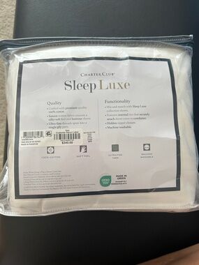Charter Club Sleep Luxe King 3 pc Duvet Cover Set - 800 TC White Cotton - NEW